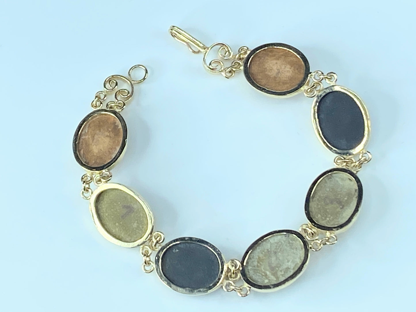 7 Neo-Classical multi-colored lava cameo 14 karat bracelet