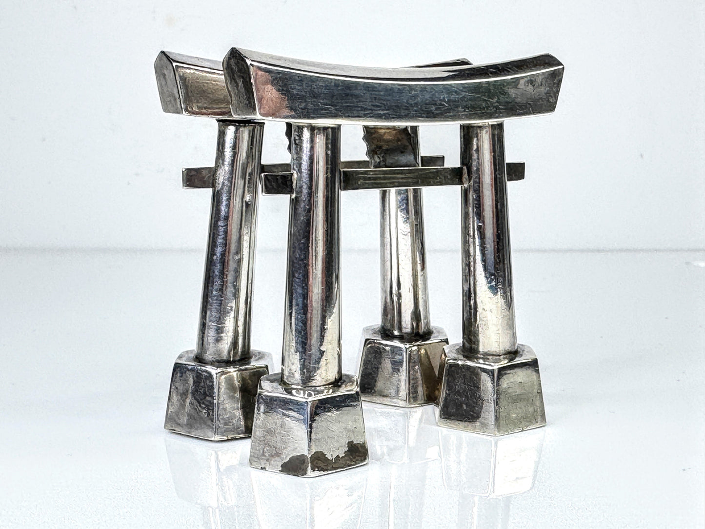 Vintage Japanese Sterling 950 Bridge Form Salt & Pepper Shaker Set SS444