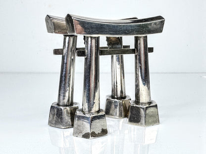 Vintage Japanese Sterling 950 Bridge Form Salt & Pepper Shaker Set SS444