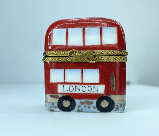 P.P.A.J Limoges France Double Decker Bus *Rare & Retired * 0351999 trinket A147