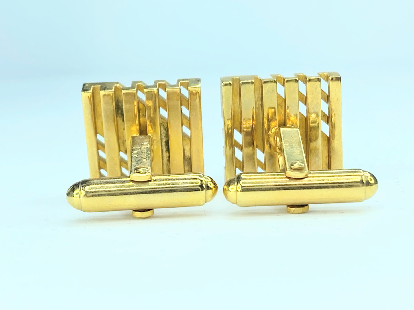 Christian Dior Vintage Square Logo Cufflinks Gold tone GS134