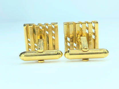 Christian Dior Vintage Square Logo Cufflinks Gold tone GS134