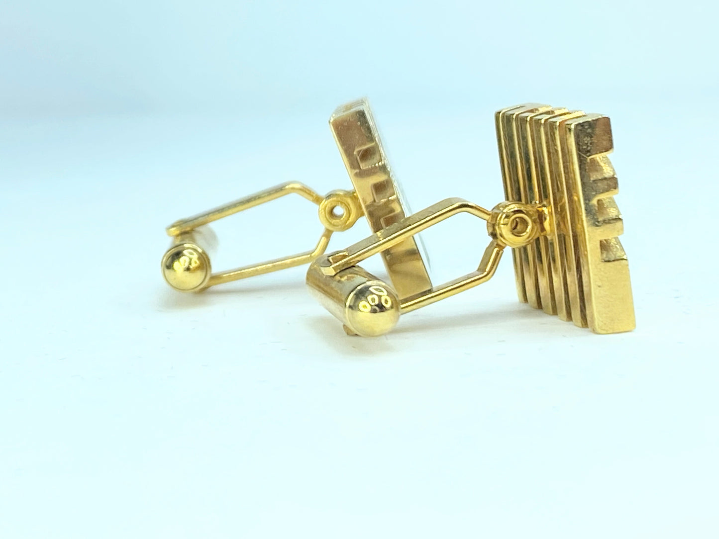 Christian Dior Vintage Square Logo Cufflinks Gold tone GS134