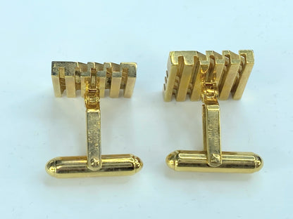 Christian Dior Vintage Square Logo Cufflinks Gold tone GS134