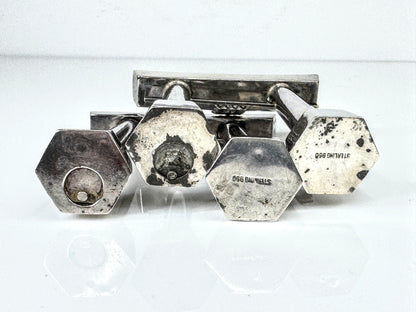 Vintage Japanese Sterling 950 Bridge Form Salt & Pepper Shaker Set SS444