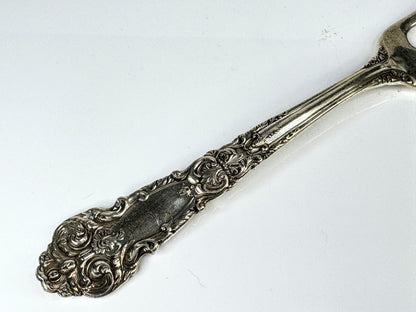 Vintage Sterling Handle Ornate Two-Tine Serving Fork  7 1/4" 50.8g SS445