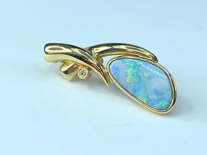 Boulder Opal Diamond diamond 14 karat pendant