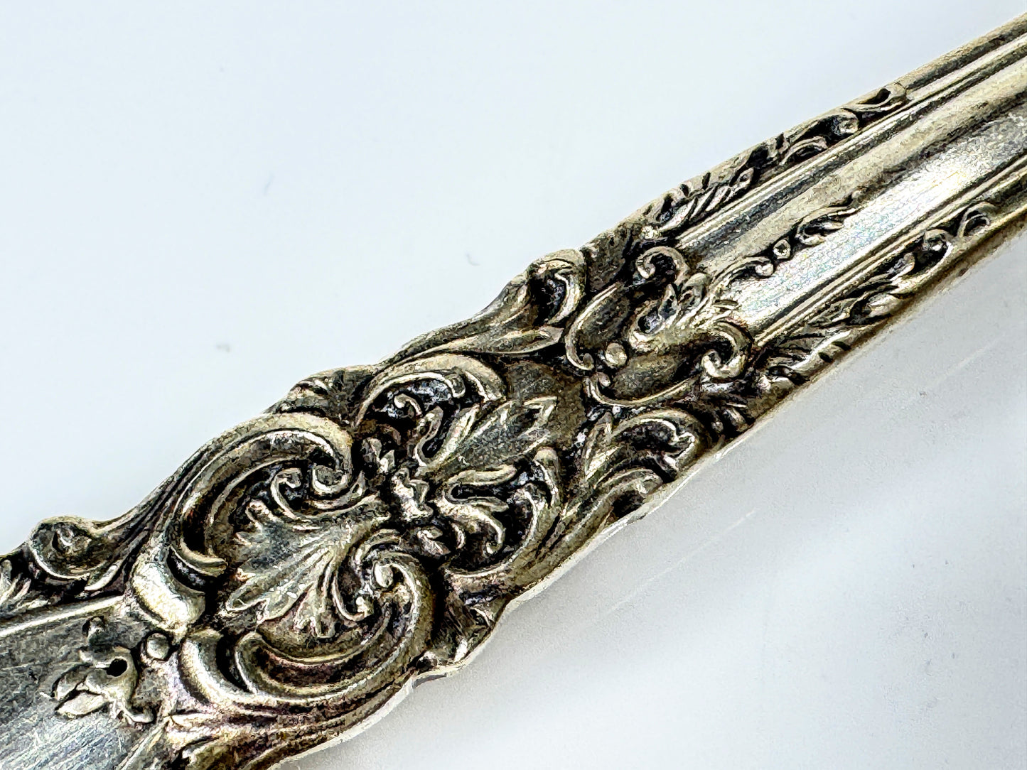 Vintage Sterling Handle Ornate Two-Tine Serving Fork  7 1/4" 50.8g SS445