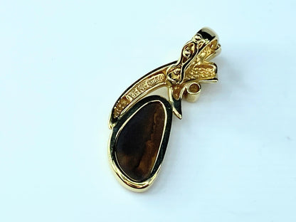 Boulder Opal Diamond diamond 14 karat pendant