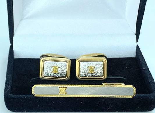 Céline gold & Silver 1990 Triomphe cufflink set GS136