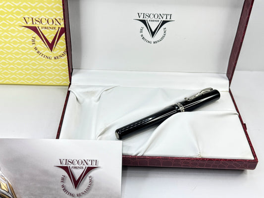 Vintage Visconti Firenze Classic Black Fountain Pen Original Box SS448