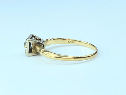 0.25ct Old Euro cut solitaire Diamond ring in bicolor 14K illusion mount