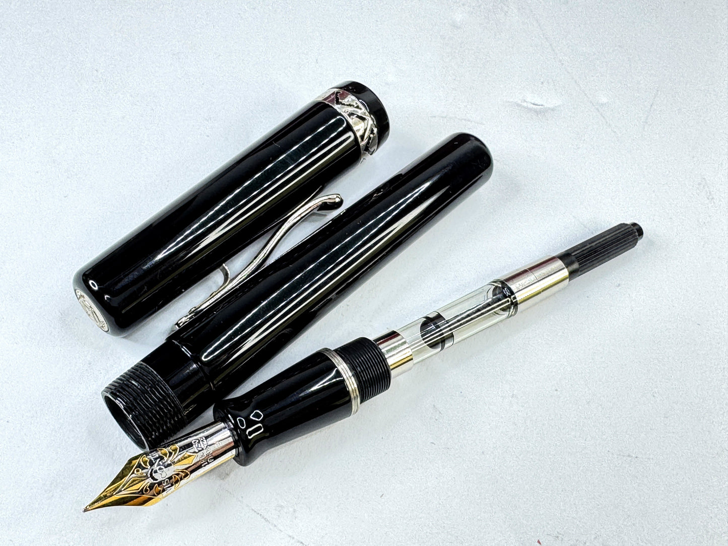 Vintage Visconti Firenze Classic Black Fountain Pen Original Box SS448
