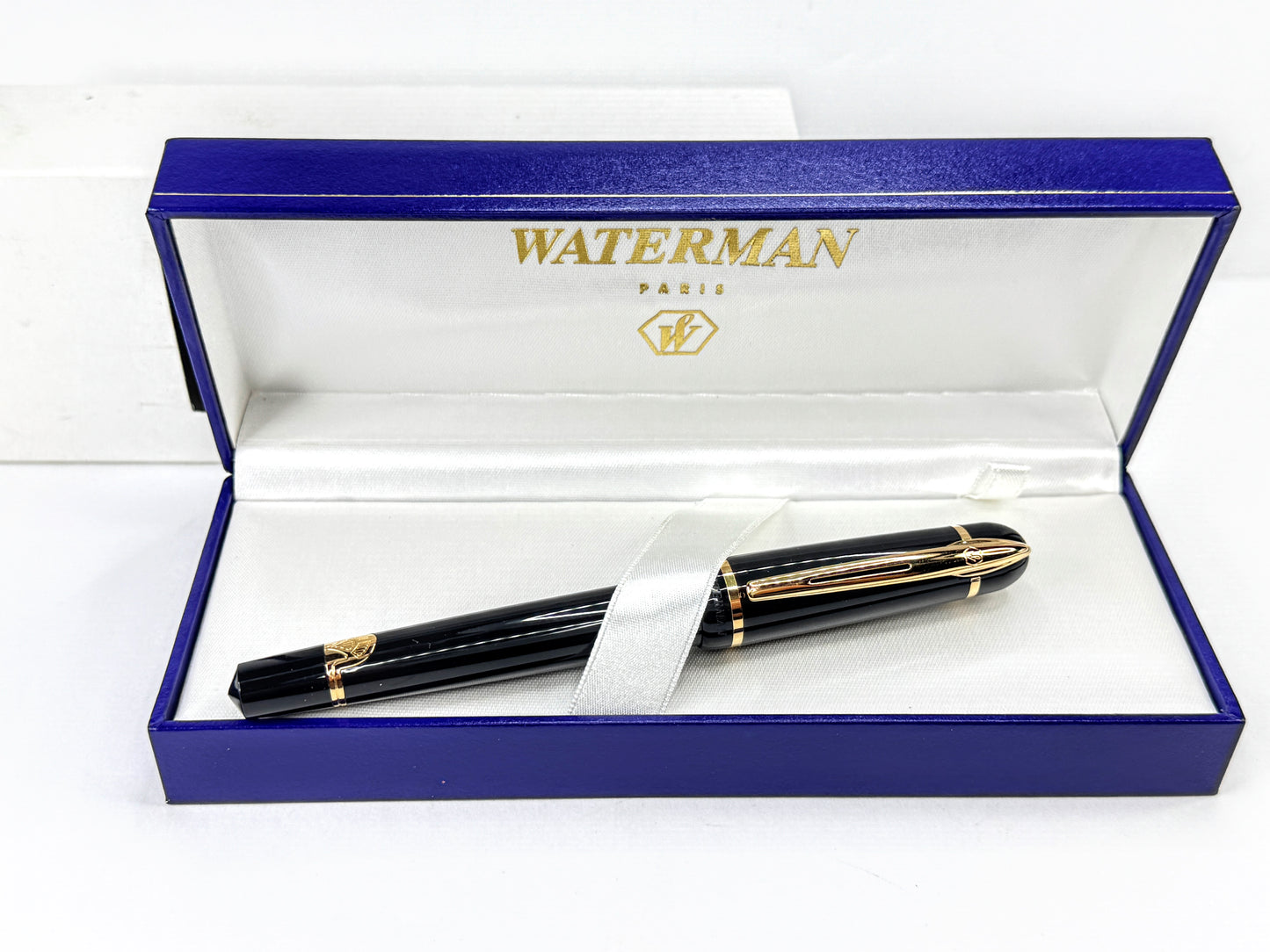 Vintage Waterman Paris Black Gold Trim Medium Fountain Pen Box SS450