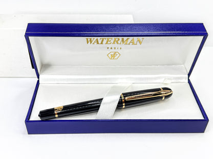 Vintage Waterman Paris Black Gold Trim Medium Fountain Pen Box SS450