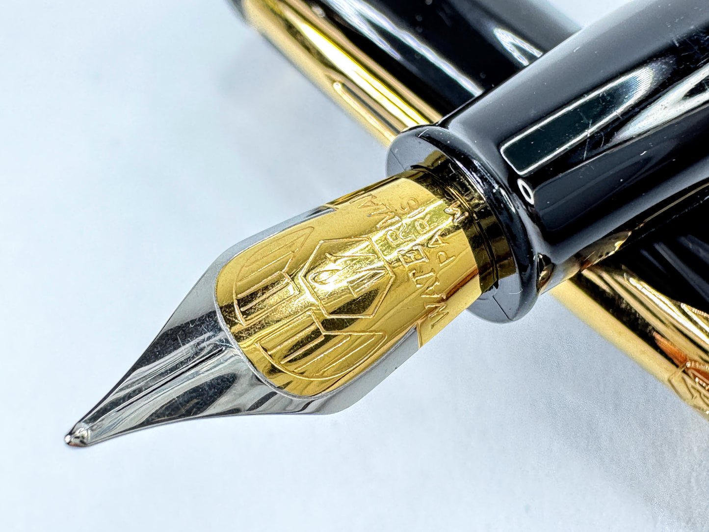 Vintage Waterman Paris Black Gold Trim Medium Fountain Pen Box SS450