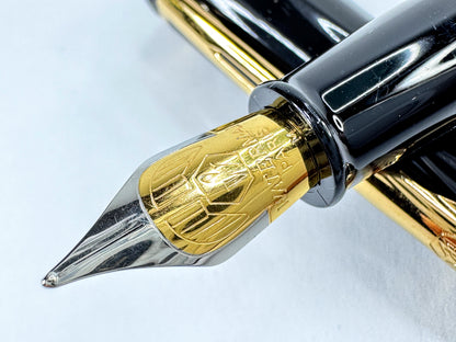 Vintage Waterman Paris Black Gold Trim Medium Fountain Pen Box SS450