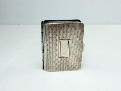 Vintage Sterling Silver Book Form Engine Turned Hinged Pill Trinket Box SS374