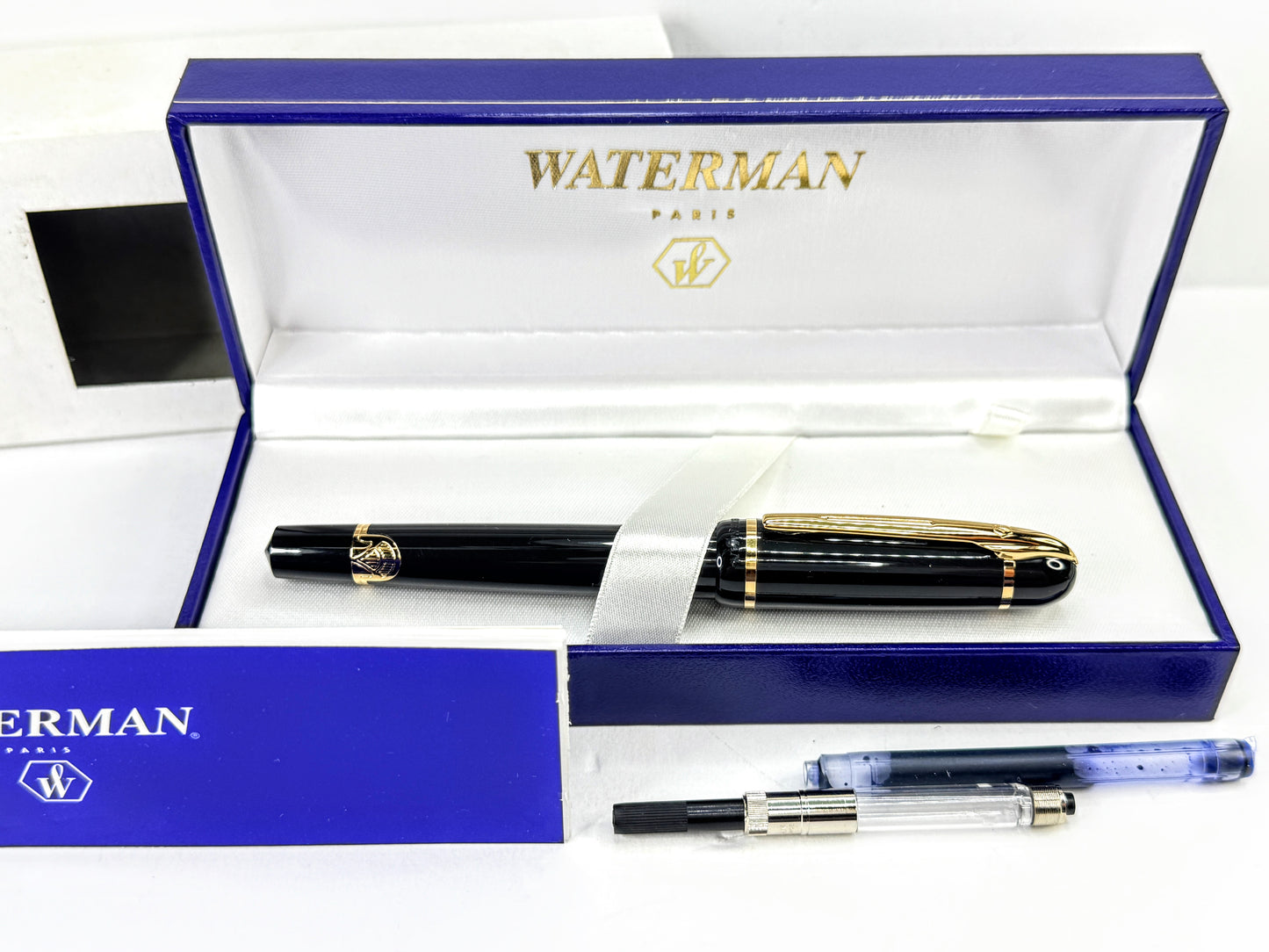 Waterman Black Noir Medium Nib Fountain Pen w Box SS449