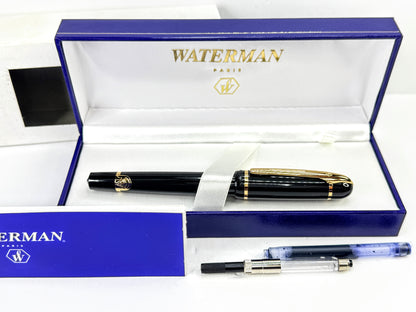 Waterman Black Noir Medium Nib Fountain Pen w Box SS449