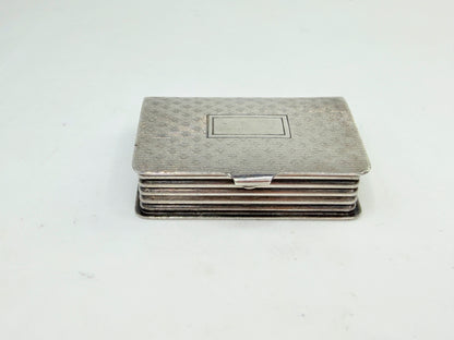 Vintage Sterling Silver Book Form Engine Turned Hinged Pill Trinket Box SS374