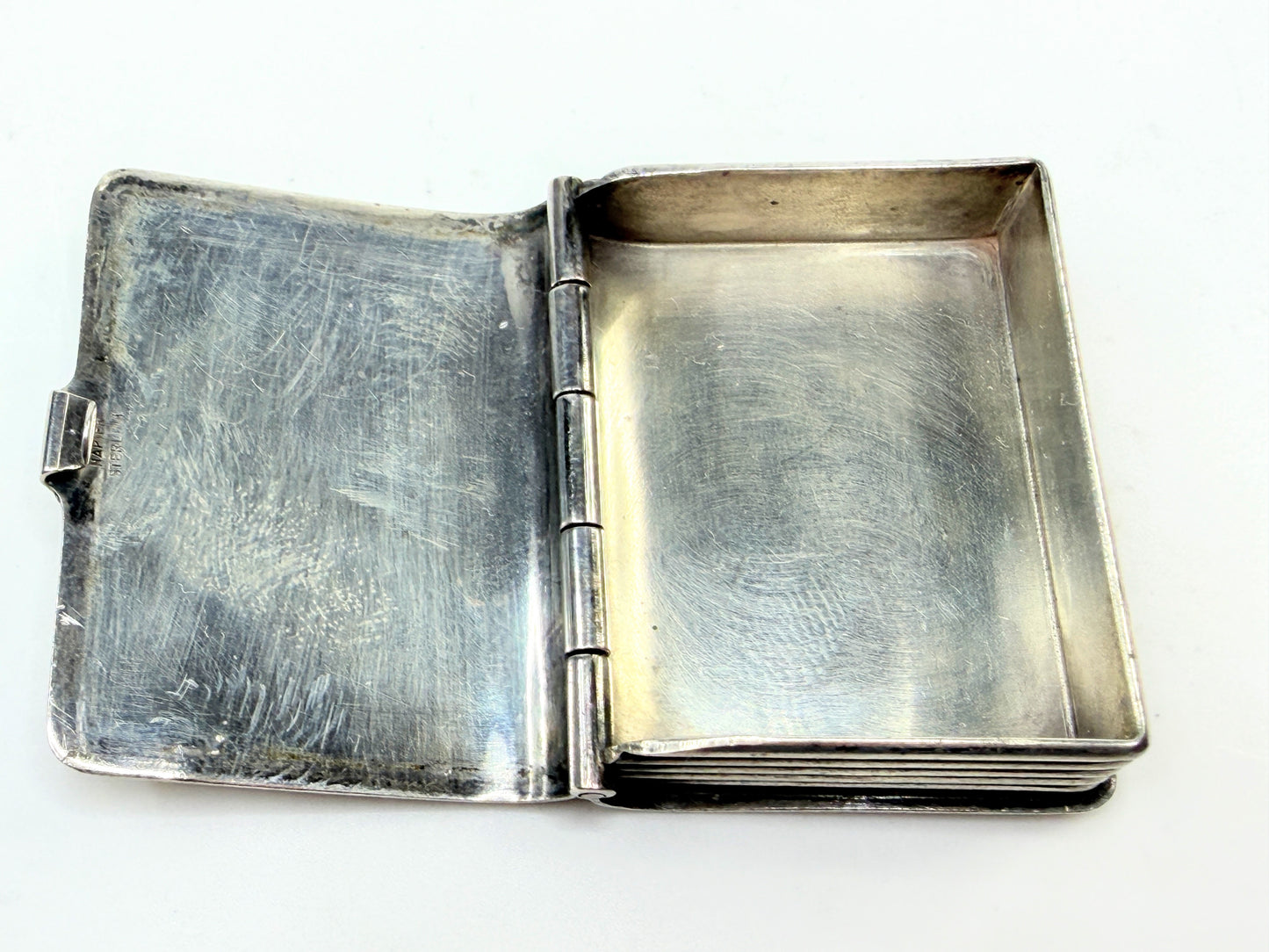 Vintage Sterling Silver Book Form Engine Turned Hinged Pill Trinket Box SS374