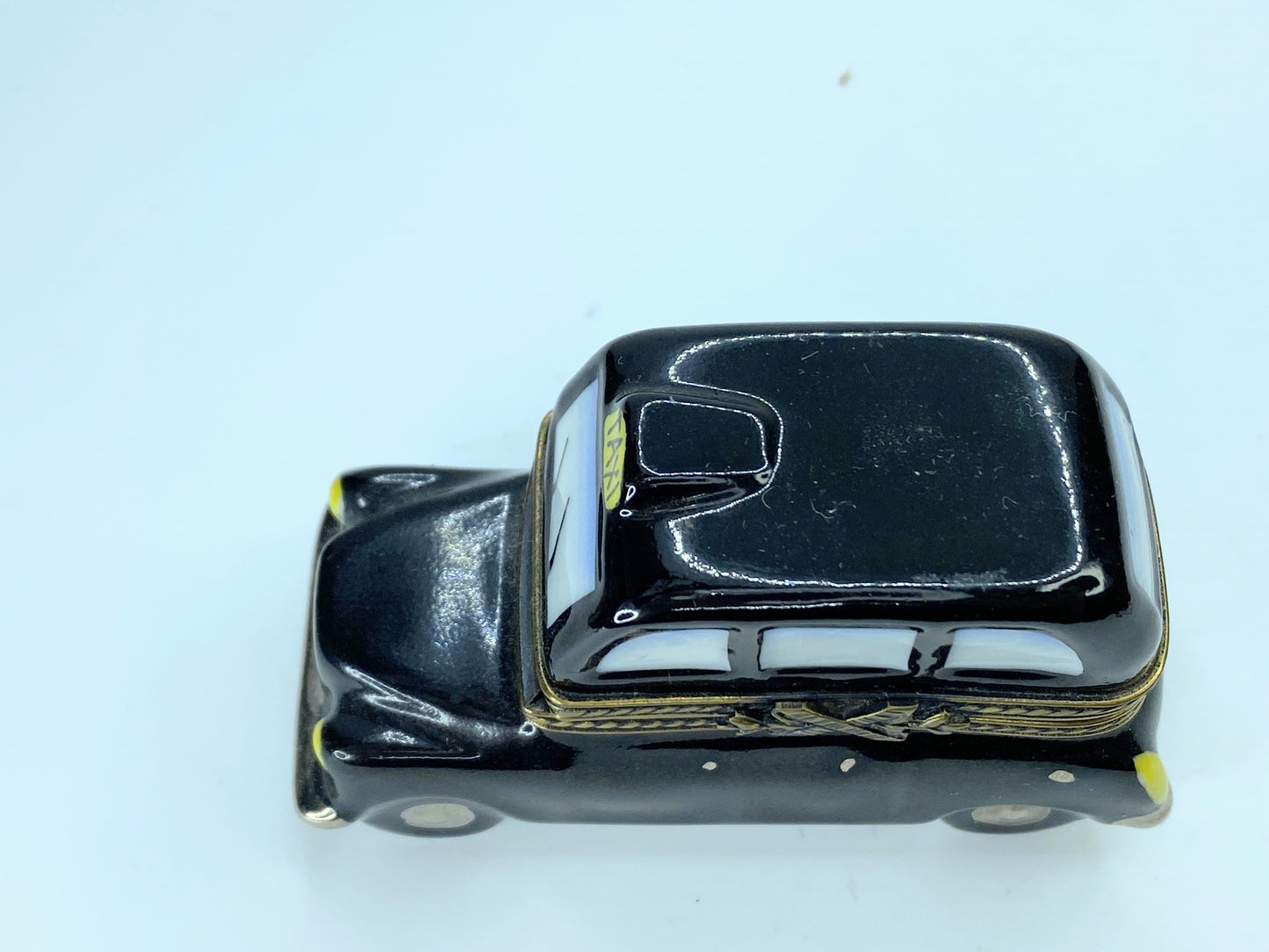 Limoges Porcelain British English Black Taxi Cab Limited edition Trinket A153