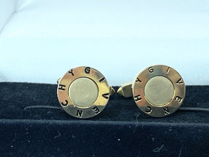 Givenchy Gold Tone Logo Round Cufflinks GS139