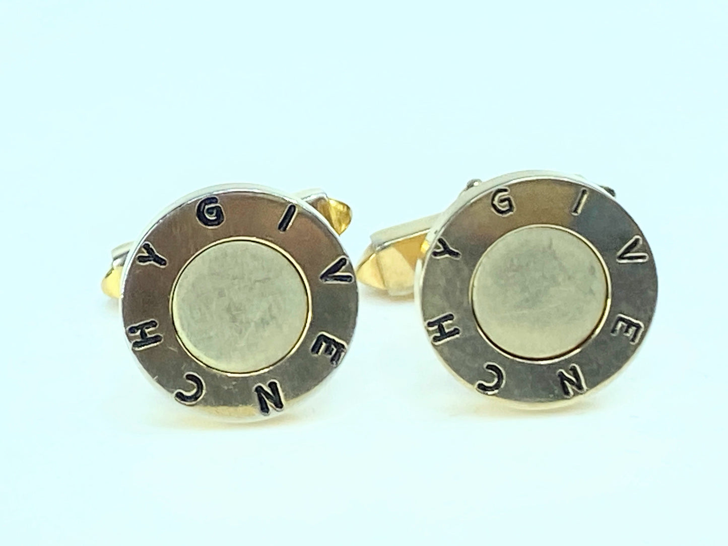 Givenchy Gold Tone Logo Round Cufflinks GS139