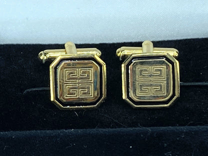 Bijoux Givenchy black enamel Paris New York Cufflinks gold tone GS140