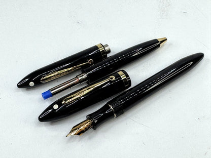 Vintage Sheaffer Balance Black Fountain & Ballpoint Pen Set Box SS452