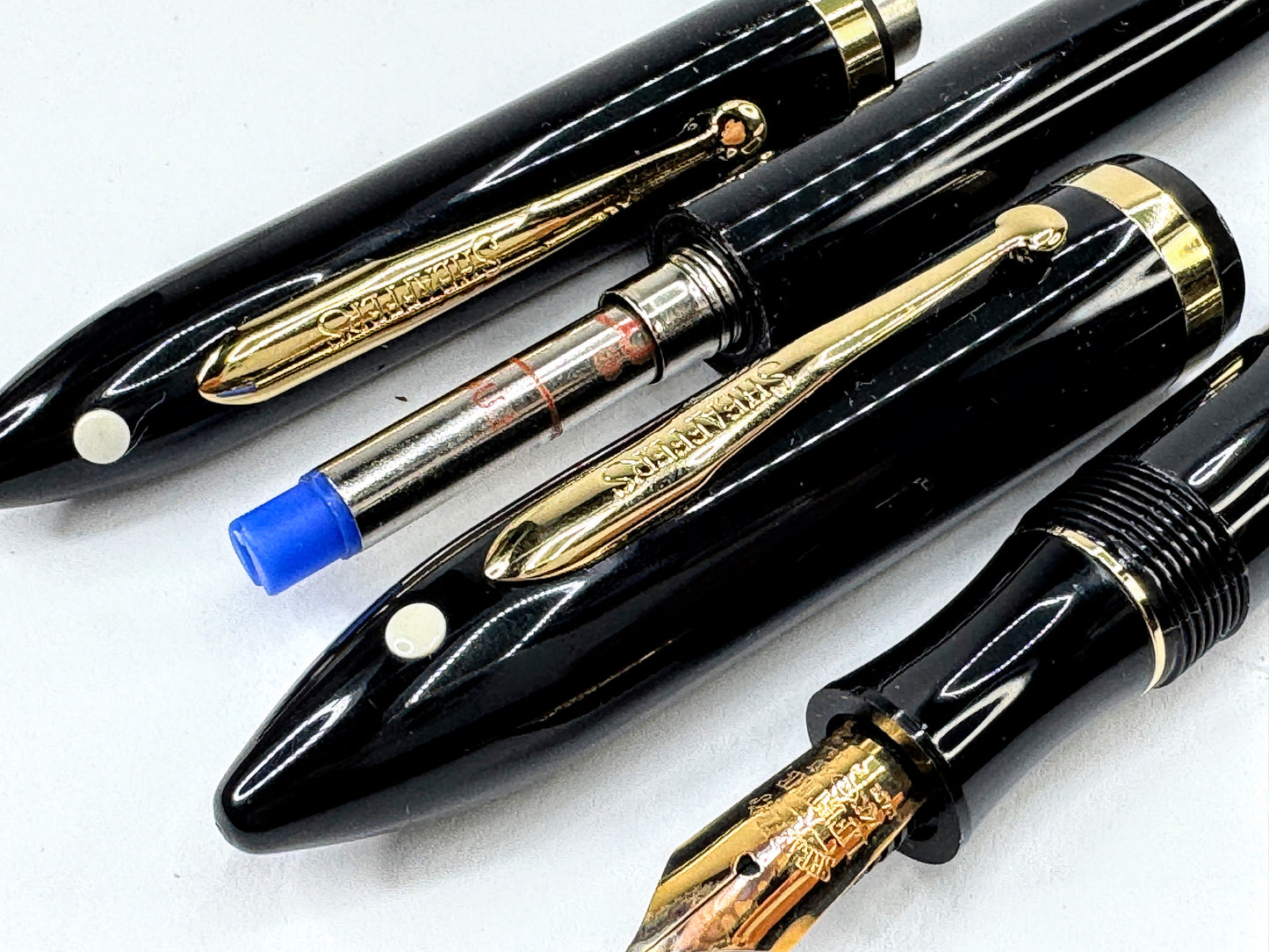 Vintage Sheaffer Balance Black Fountain & Ballpoint Pen Set Box SS452