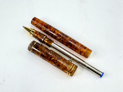 Vintage Conway Stewart Dandy No 500F Amber Marble Fountain Pen SS453
