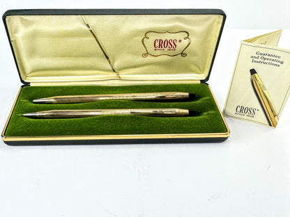 Vintage Cross Classic Century 10K Gold Filled Ball Pen Pencil Set with box SS454