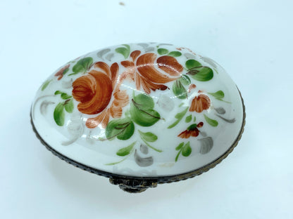 F.V Limoges France Limoges France Orange flower egg shape trinket A155