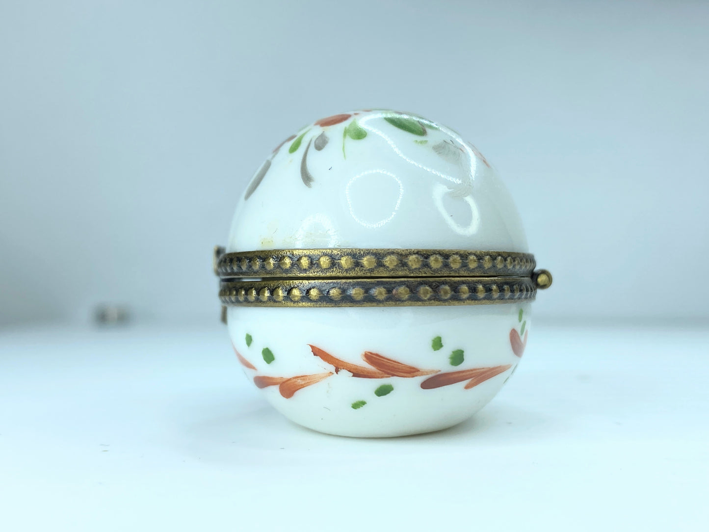 F.V Limoges France Limoges France Orange flower egg shape trinket A155