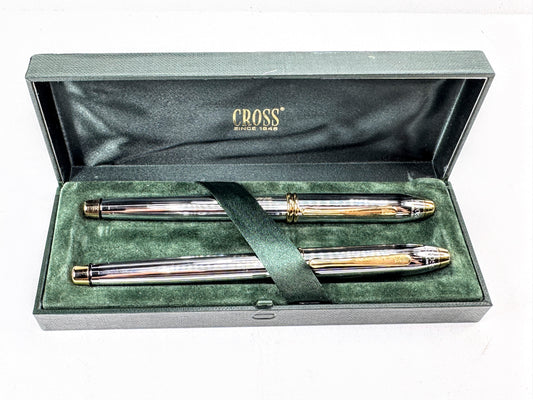 Cross Townsend Medalist Fountain & Rollerball Pen Set New old stock w/Box SS455