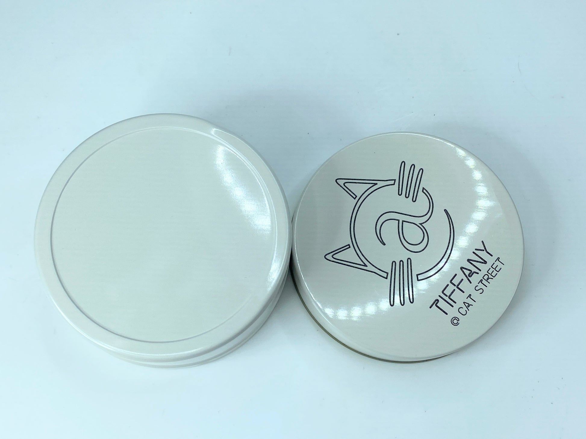 Retired TIFFANY & Co. Cat Street small canister lid tin can 2 7/8" SS49