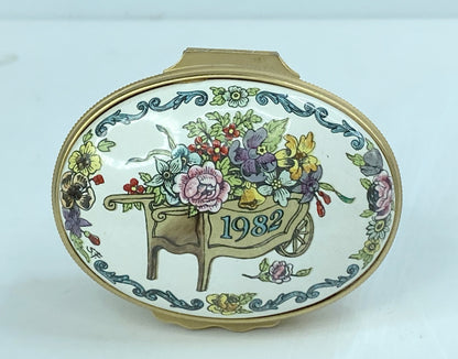 Halcyon Days English Enamels "A Year to Remember 1982" Floral Trinket Box A564