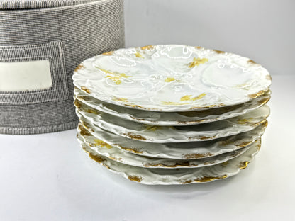 Antique Haviland Limoges 7.5" Oyster Plates Set of 6 w/original box A10986