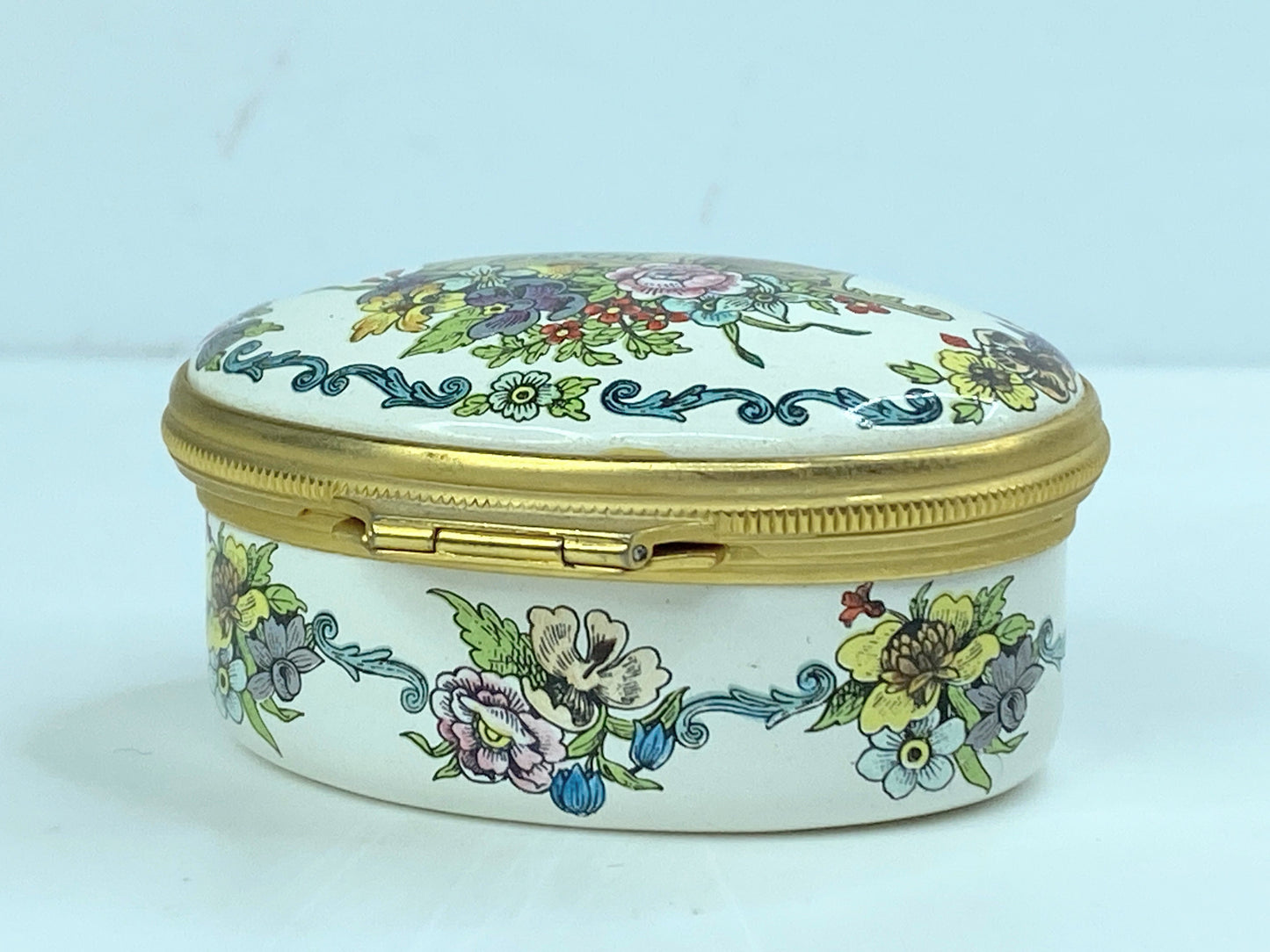 Halcyon Days English Enamels "A Year to Remember 1982" Floral Trinket Box A564
