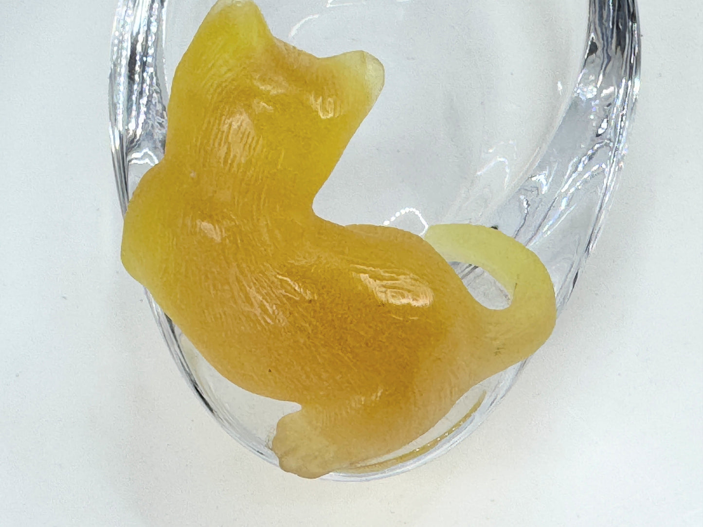 Daum signed hand blown crystal yellow cat at pond trinket ring dish Mint A648