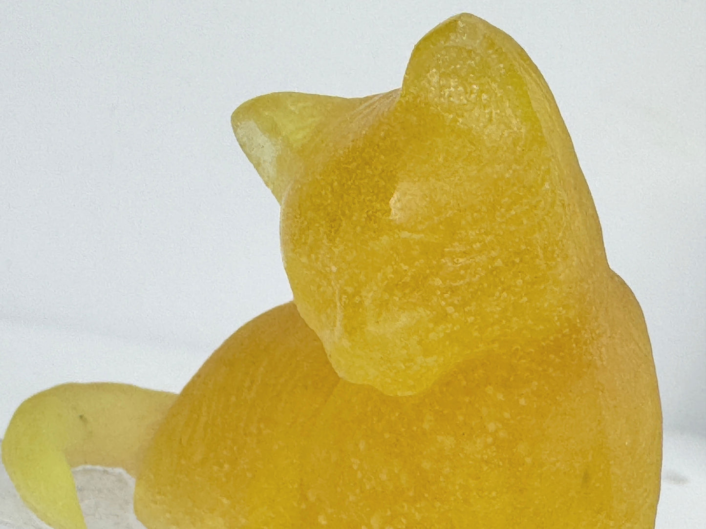 Daum signed hand blown crystal yellow cat at pond trinket ring dish Mint A648