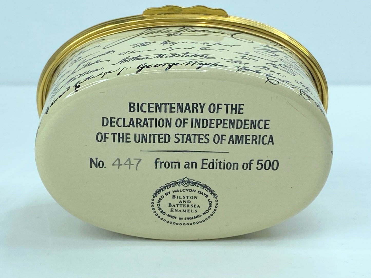 Bilston & Battersea Halcyon Days Declaration Of Independence Ltd Edition A565