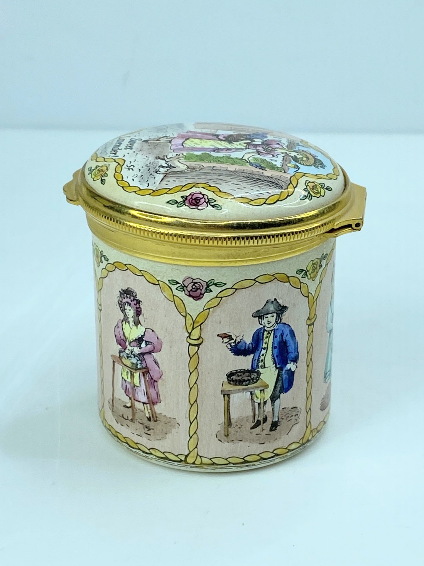 Halcyon Days Ordinary Day Enamel Box tall trinket A566
