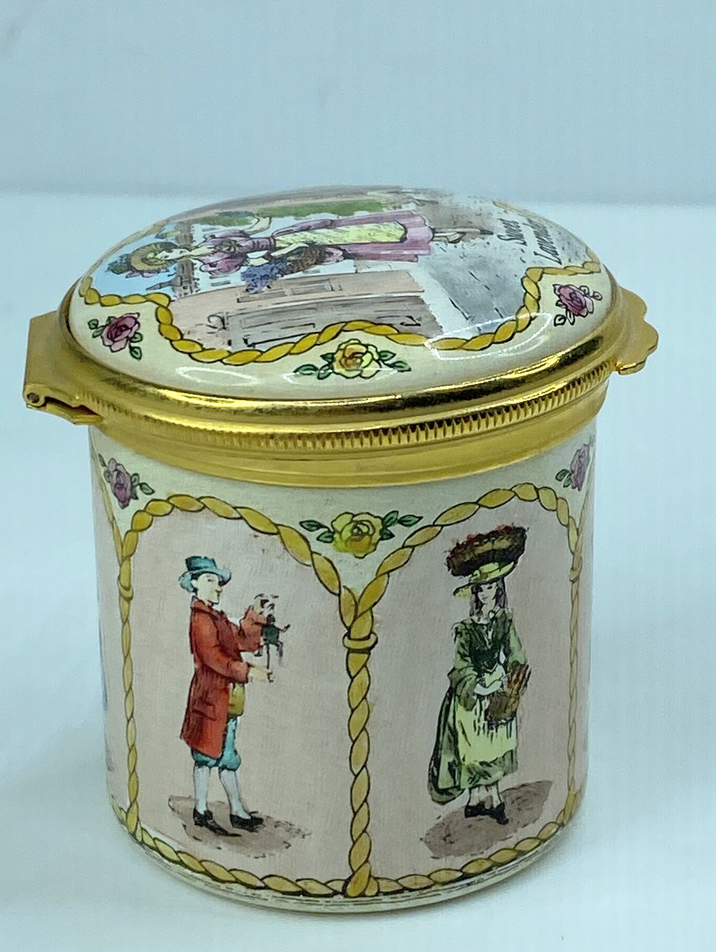Halcyon Days Ordinary Day Enamel Box tall trinket A566