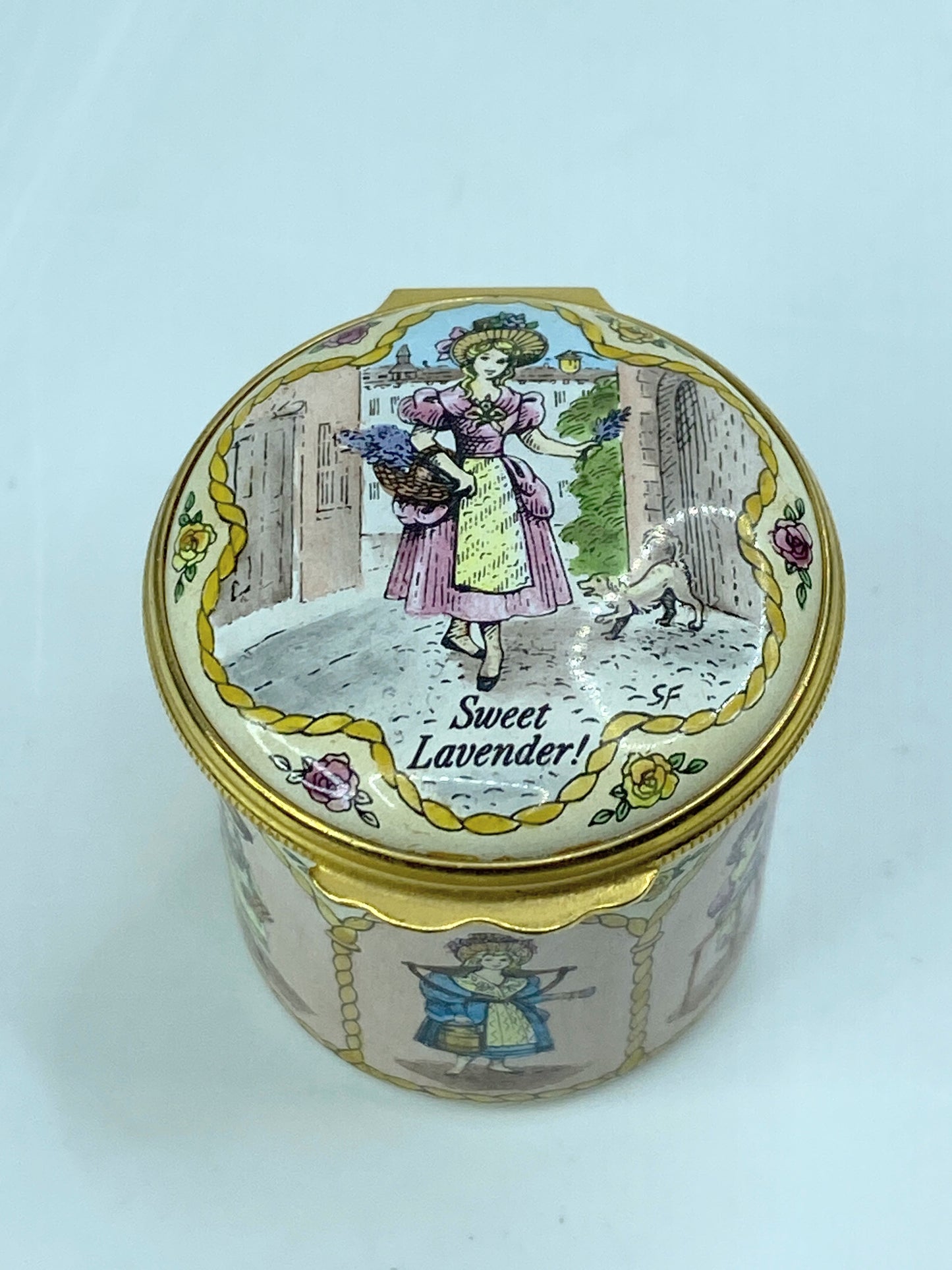 Halcyon Days Ordinary Day Enamel Box tall trinket A566