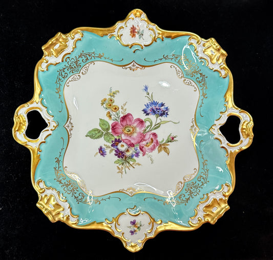 Vintage Alka Kunst Bavaria Pompadour gold gilt Floral Handled Tray A1079