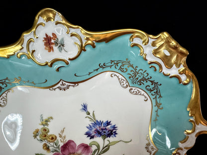 Vintage Alka Kunst Bavaria Pompadour gold gilt Floral Handled Tray A1079
