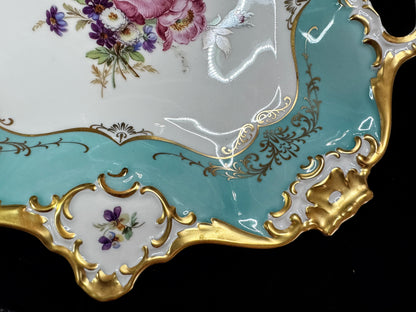 Vintage Alka Kunst Bavaria Pompadour gold gilt Floral Handled Tray A1079